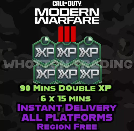 CALL OF DUTY MODERN WARFARE 3 DOUBLE XP RANK 90 MINS TOTAL (6 x 15 MIN CODE